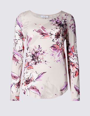Embroidered Long Sleeve Jersey Top